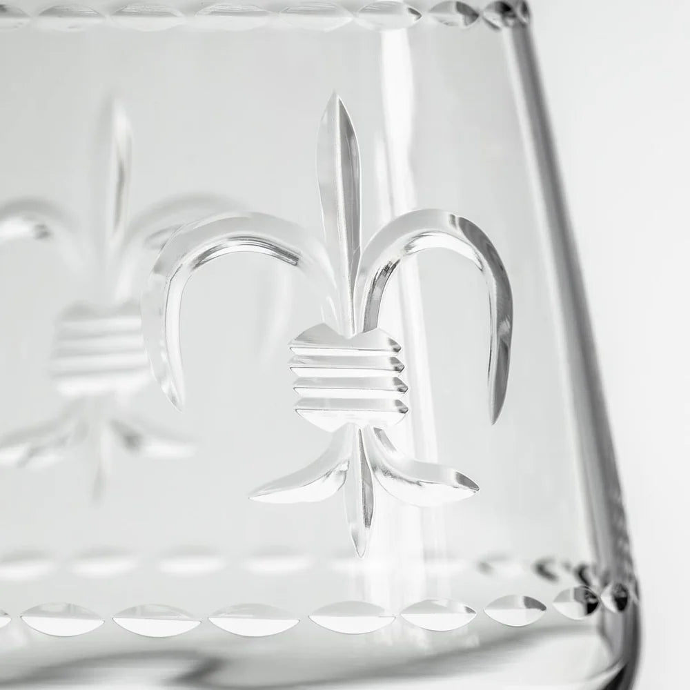 Fleur De Lis 18oz Stemless Wine Glass-Nautical Decor and Gifts