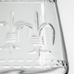 Fleur De Lis 18oz Stemless Wine Glass-Nautical Decor and Gifts