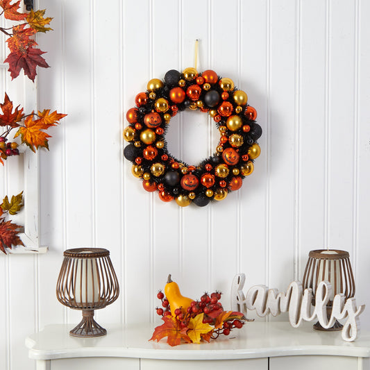 19” Halloween Shatterproof Jack O'lantern Pumpkin Ornament Wreath-Nautical Decor and Gifts
