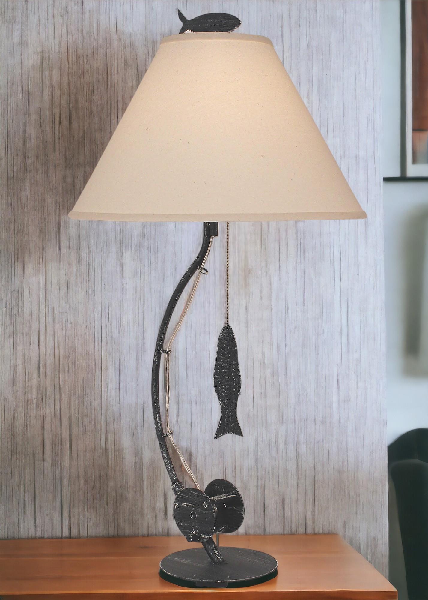 Weathered Navy Sea Fishing Pole TABLE LAMP-Lamp-Nautical Decor and Gifts