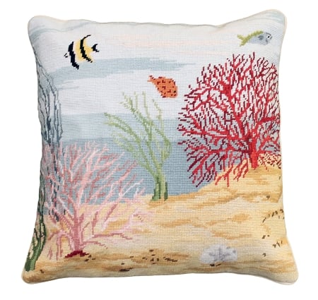 Coral Reef Needlepoint Pillow-Pillow-Nautical Decor and Gifts
