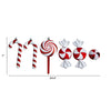 Set of red and white candy-themed Christmas ornaments 
