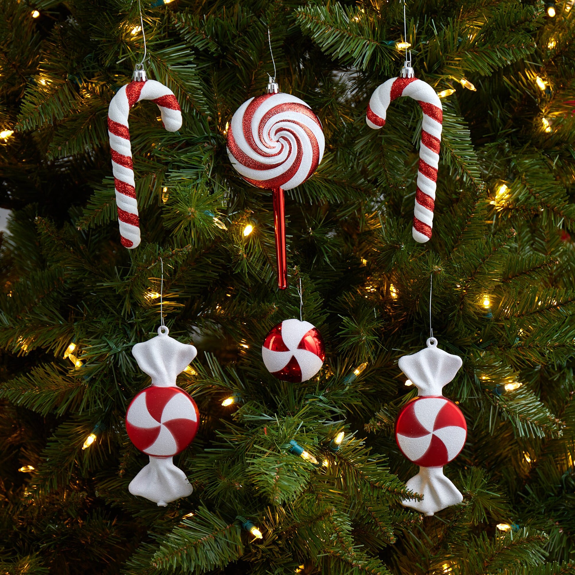 7" Assorted Candy Christmas Shatterproof Ornament Set of 6-Nautical Decor and Gifts