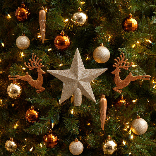 Holiday Christmas 40 Count Lux Shatterproof Ornament Set with Re-Useable Storage Container-Nautical Decor and Gifts