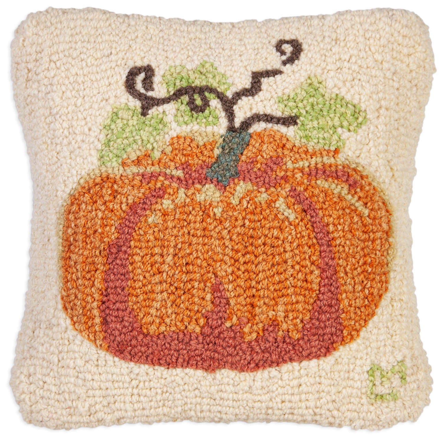 Perfect Pumpkin - Hooked Wool Pillow-Pillow-Nautical Decor and Gifts