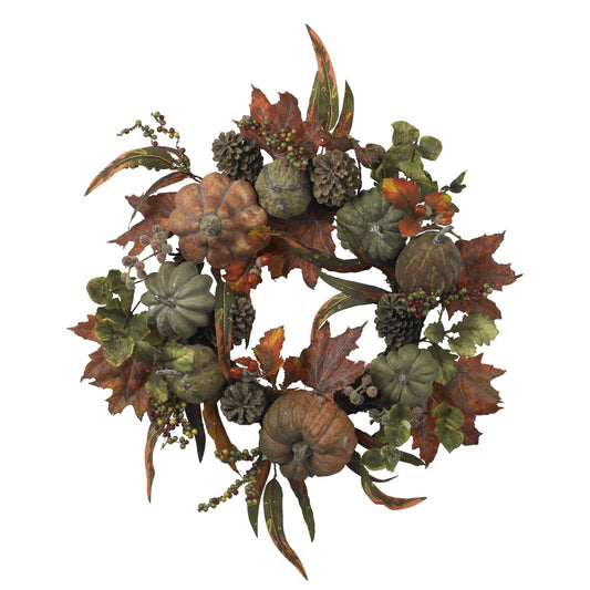24" Pumpkin & Gourd Wreath-Nautical Decor and Gifts