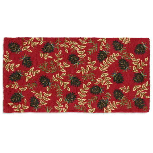 Ruby Pinecones Hooked Rug-2x3 Rug-Nautical Decor and Gifts