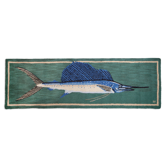 Sailfish Hooked Runner-30x8 Rug-Nautical Decor and Gifts