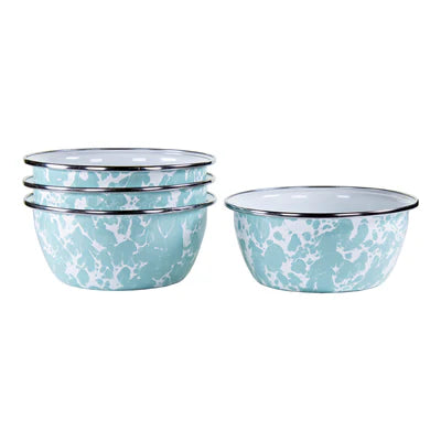 Sea Glass Swirl Salad Bowls - Set of 4-Bowl-Nautical Decor and Gifts