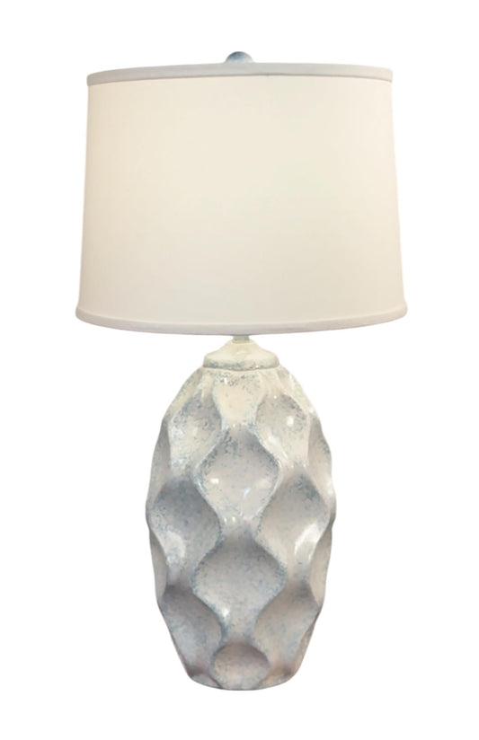 Sponged Nude/Seaside Villa Wavy Large Fluted Vase-Lamp-Nautical Decor and Gifts