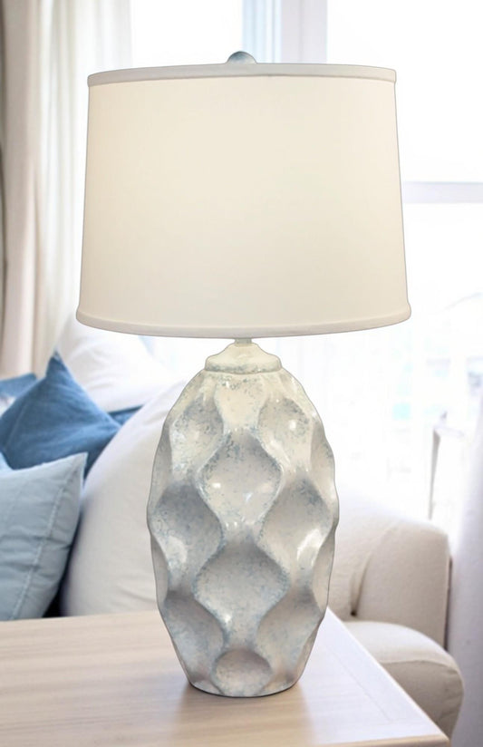 Sponged Nude/Seaside Villa Wavy Large Fluted Vase-Lamp-Nautical Decor and Gifts