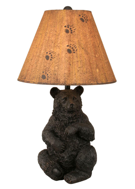 Distressed Black Sitting Bear Table Lamp-Lamp-Nautical Decor and Gifts