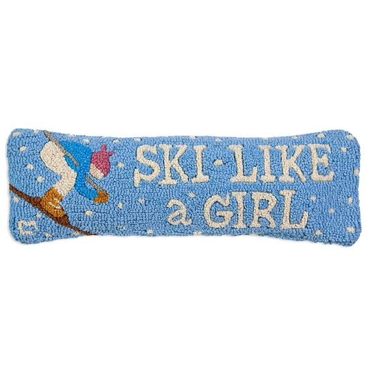 Ski Like A Girl Pillow-Nautical Decor and Gifts