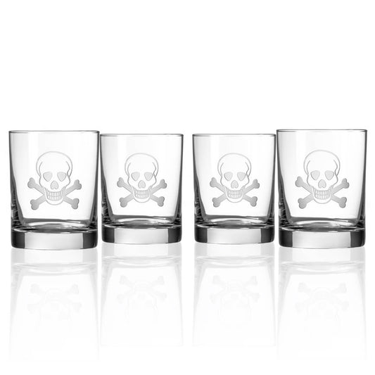 Skull and Crossbones Double Old Fashioned - 13oz-Nautical Decor and Gifts