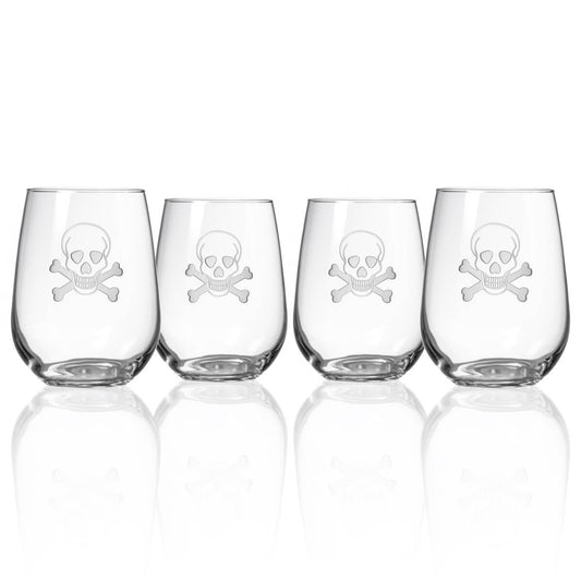 Skull and Crossbones Stemless - 17oz-Nautical Decor and Gifts