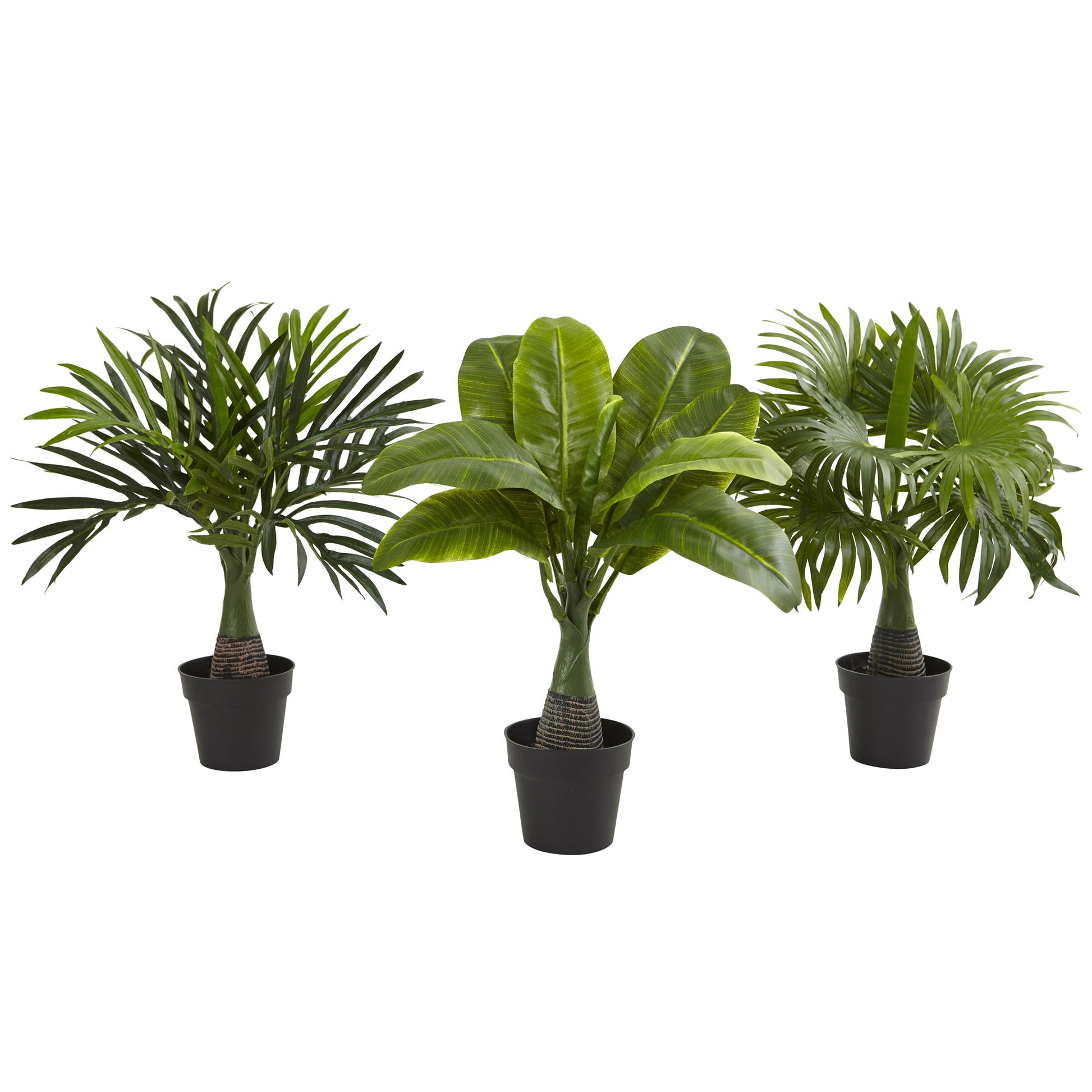 Areca, Fountain & Banana Palm (Set Of 3)-Faux Plant-Nautical Decor and Gifts