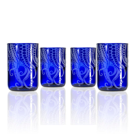 Upcycled Octopus Tumbler - 12 oz - Set of 4-Nautical Decor and Gifts