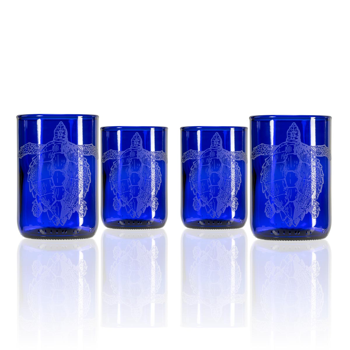 Upcycled Turtle Tumbler - 12 oz - Set of 4-Nautical Decor and Gifts