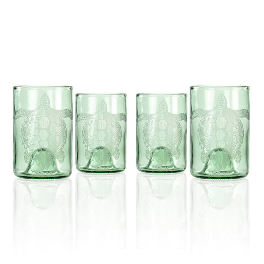 Upcycled Turtle Tumbler - 12 oz - Set of 4-Nautical Decor and Gifts