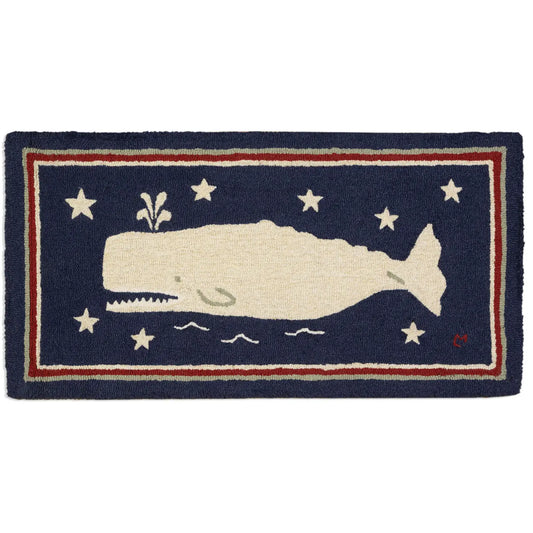 Whale Spout Hooked Rug-2x4 Rug-Nautical Decor and Gifts