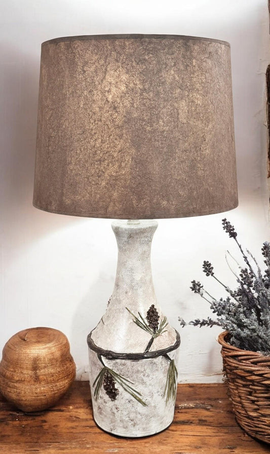 Winter Vase Table Lamp with Pine Cone Accent-Lamp-Nautical Decor and Gifts
