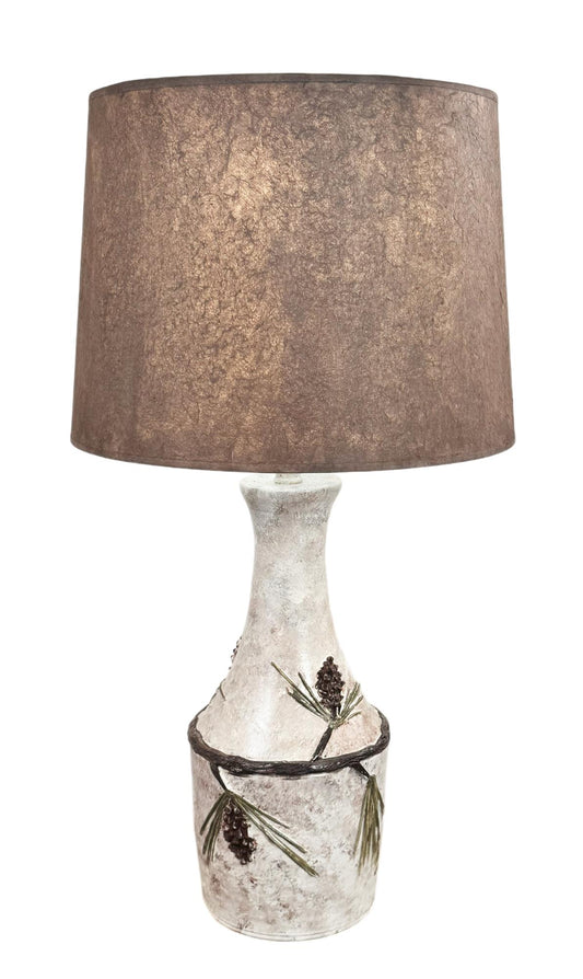 Winter Vase Table Lamp with Pine Cone Accent-Lamp-Nautical Decor and Gifts