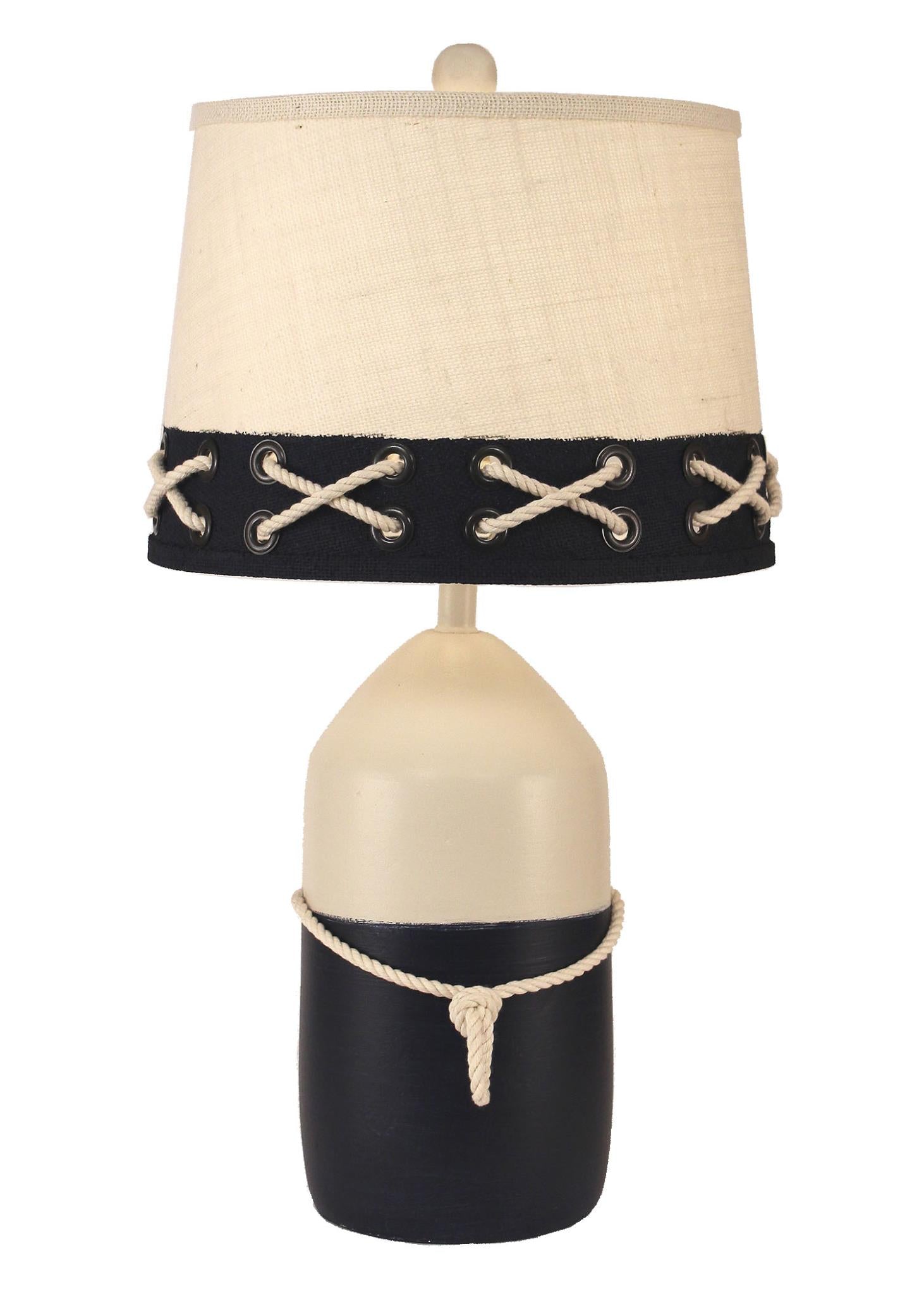 Large Bouy with White Rope Table Lamp-Lamp-Nautical Decor and Gifts