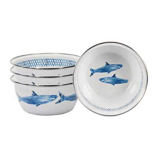 Fish Camp Salad Bowls - Set of 4-Bowl-Nautical Decor and Gifts