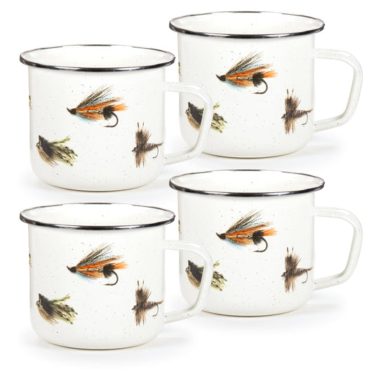 Fishing Fly Grande Mugs - Set of 4-Mug-Nautical Decor and Gifts