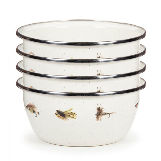 Fishing Fly Salad Bowls - Set of 4-Bowl-Nautical Decor and Gifts