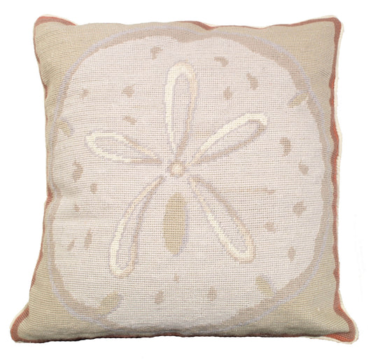 Sand Dollar Needlepoint Pillow-Pillow-Nautical Decor and Gifts