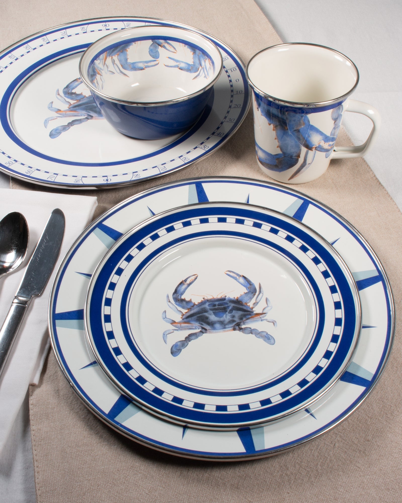 Blue Crab Sandwich Plates - Set of 4-Plate-Nautical Decor and Gifts