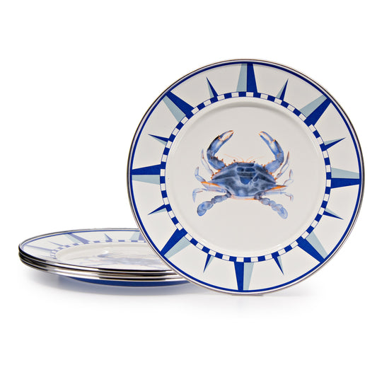Blue Crab Dinner Plates - Set of 4-Plate-Nautical Decor and Gifts