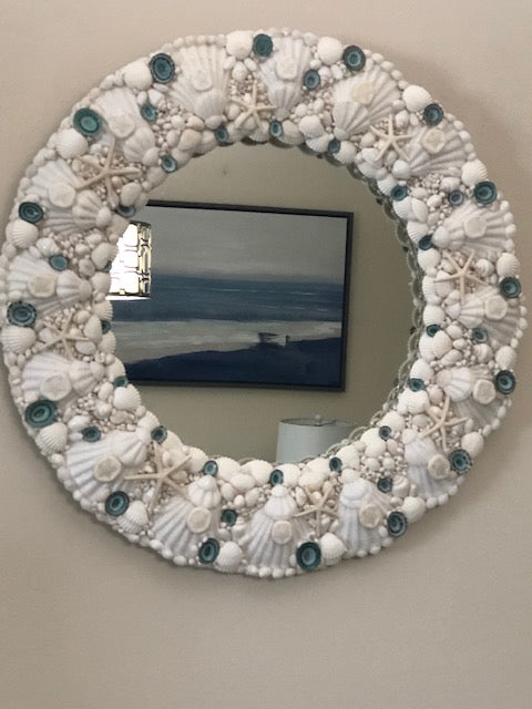 White and Blue Delight Mirror-Nautical Beach House Mirrors-Nautical Decor and Gifts
