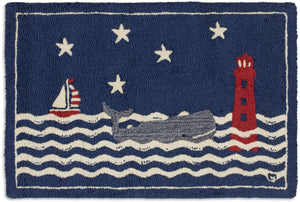 Wavy Whale-2x3 Rug-Nautical Decor and Gifts