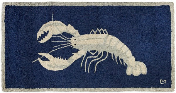 White Lobster on Navy-2x4 Rug-Nautical Decor and Gifts