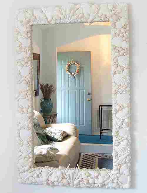 Heavenly Ocean Butterflies Seashell Mirror-Nautical Beach House Mirrors-Nautical Decor and Gifts