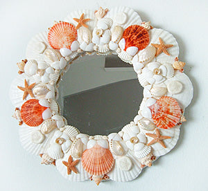 Kissed By Little Mermaids Seashell Mirror-Nautical Beach House Mirrors-Nautical Decor and Gifts