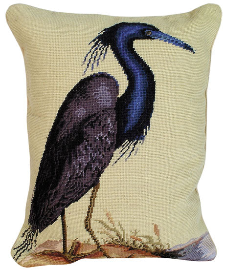 Blue Heron 16" x 20" Needlepoint Pillow-Pillow-Nautical Decor and Gifts