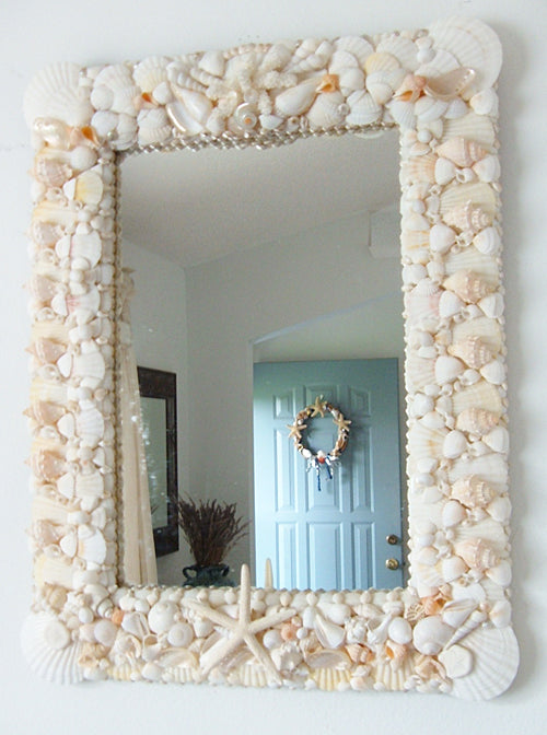 Sea Princess - Large Seashell Decorated Mirror-Nautical Beach House Mirrors-Nautical Decor and Gifts