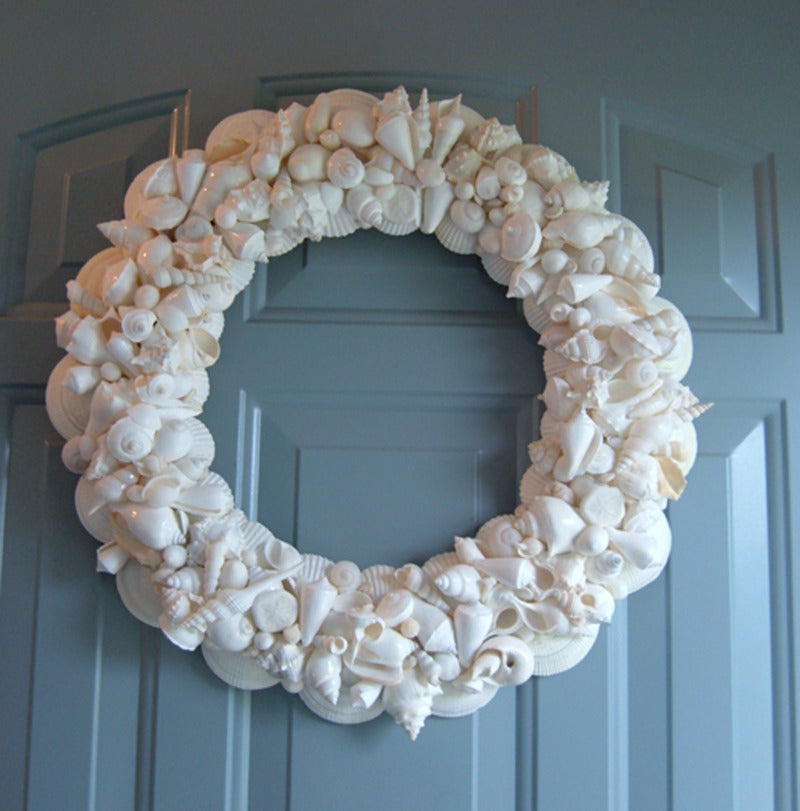 Pretty In White' Seashell Wreath-Wreath-Nautical Decor and Gifts